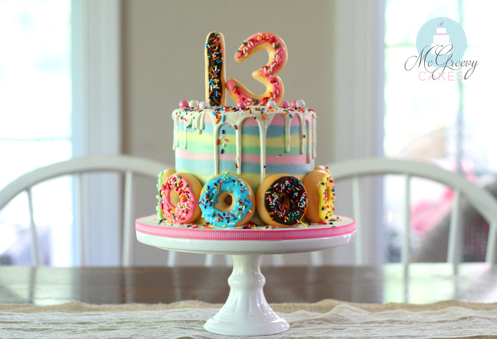 Drippy Ganache & Buttercream Stripes Donut Cake | Cakeheads