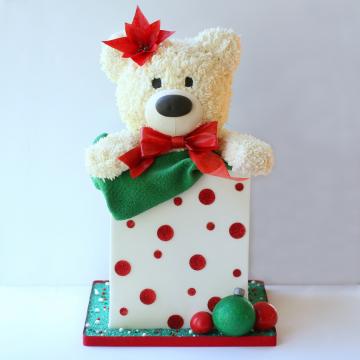 Christmas teddy cake square